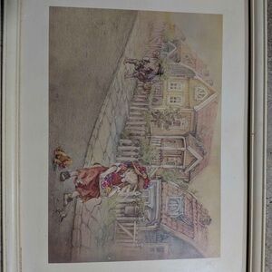 Vintage-Style Framed Home Art Painting in Cream and Brown